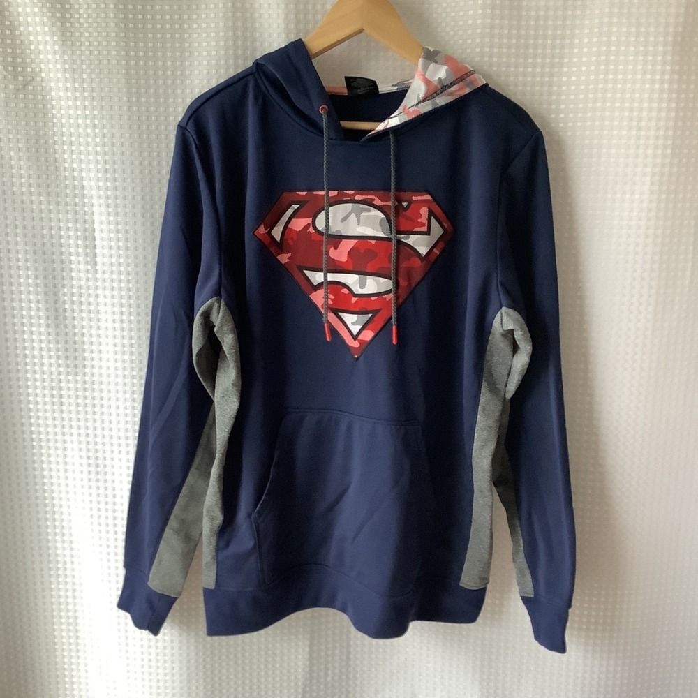 Superman DC Comics Hoodie‎ Medium Camo Pattern Emblem